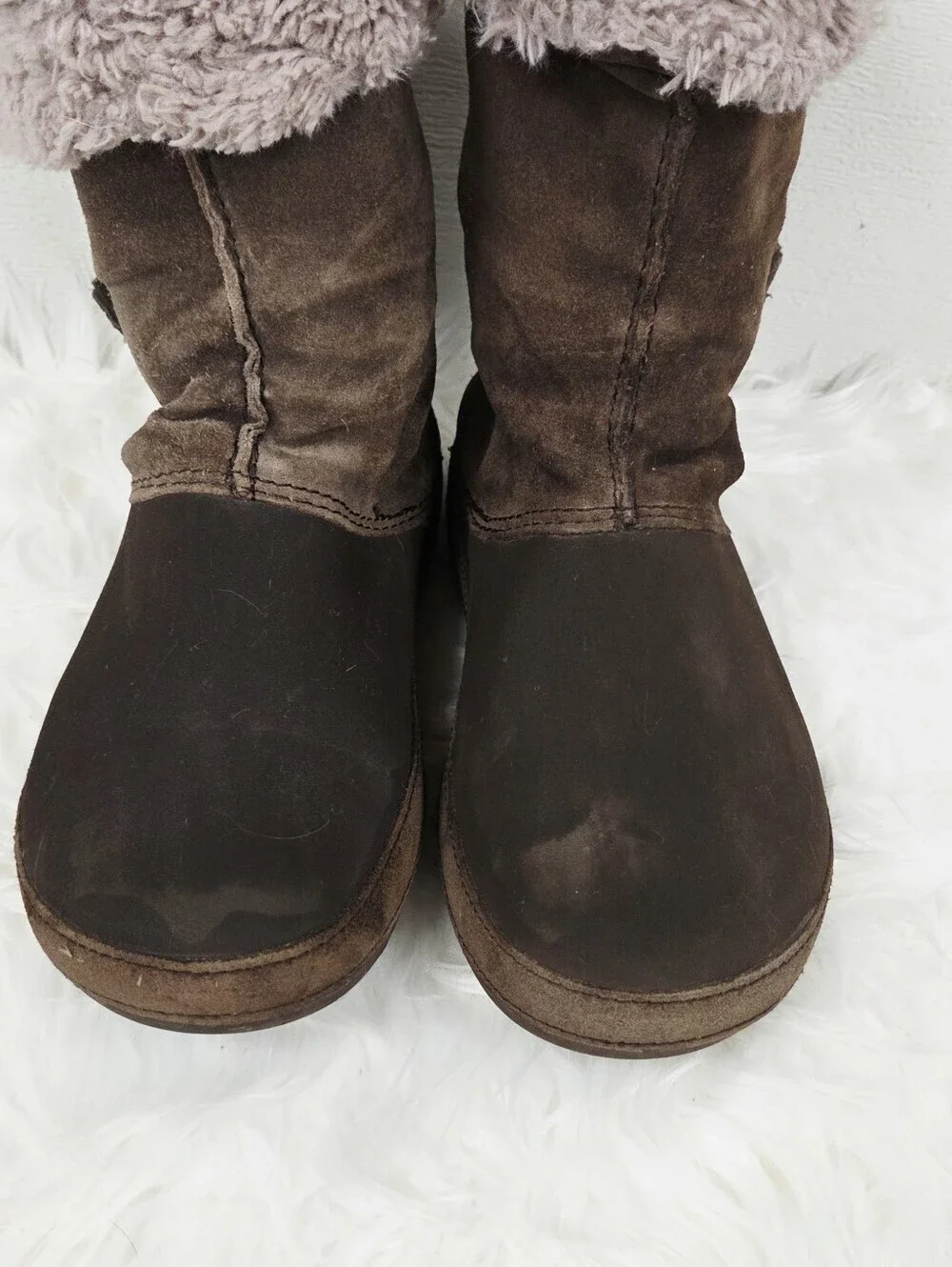 CROCS 9 Brown Faux Fur-Lined Mid-Calf Boots